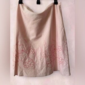 Y2K Pink Floral Embroidered George Midi Skirt